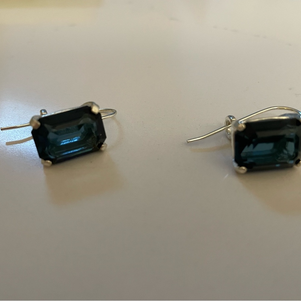 Blue colored stone pierced earrings sterling #Poshmark